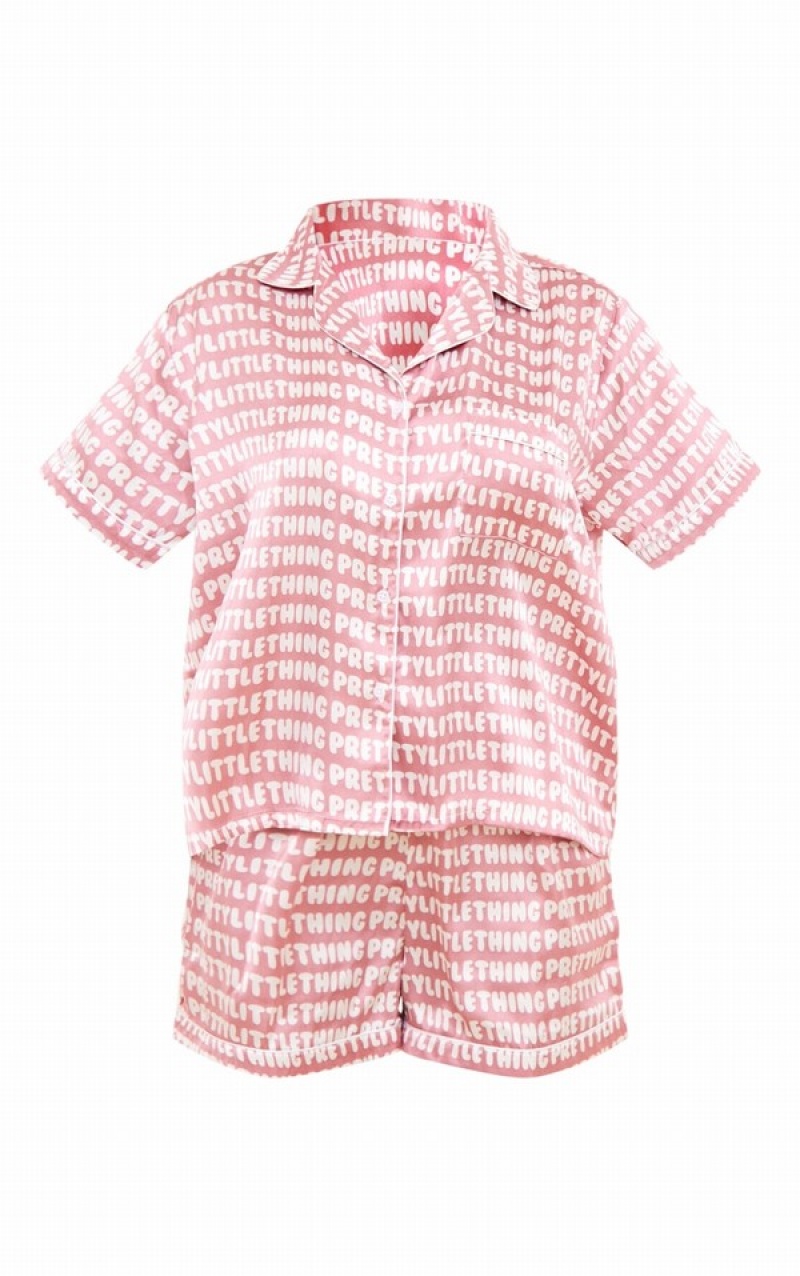 Îmbrăcăminte De Dormit Pretty Little Thing Satin Printed Piping Roz | MZYR25470